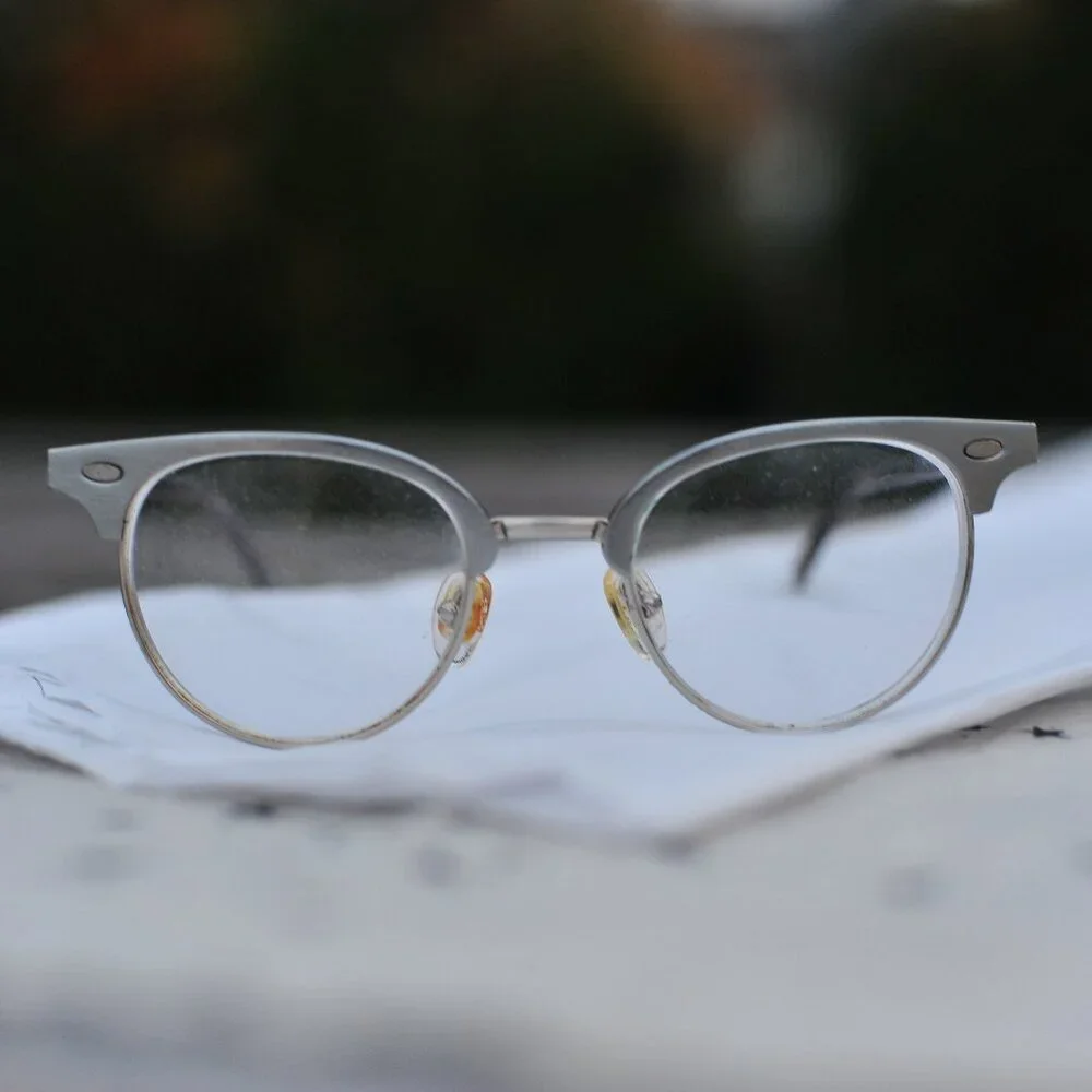 Glasses Silver Acrylic Used RX -3